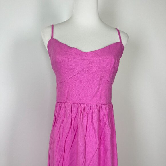 NWOT Farm Rio Linen Blend Pink Sleeveless Midi Dress Size XS - Picture 3 of 9